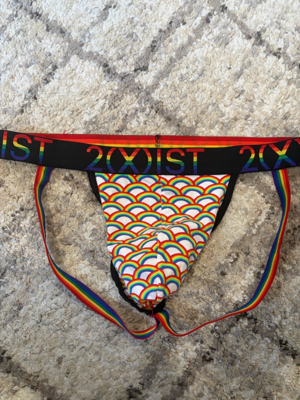 2xist Rainbow Print Jockstrap with Black Waistband